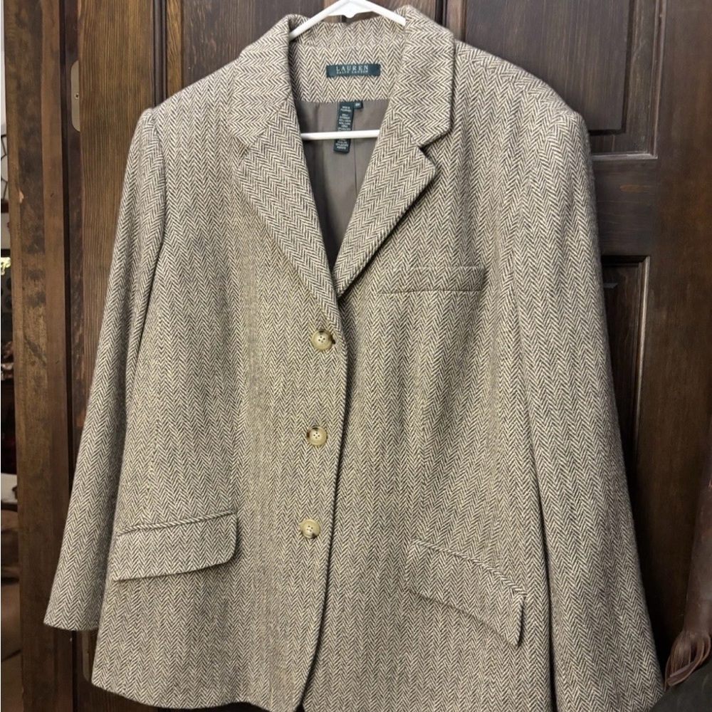 Ralph Lauren Women's Beige Herringbone Blazer